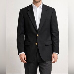 Vintage Henry Grethel Navy Wool Blazer Gold Crest Buttons Classic Sport Coat